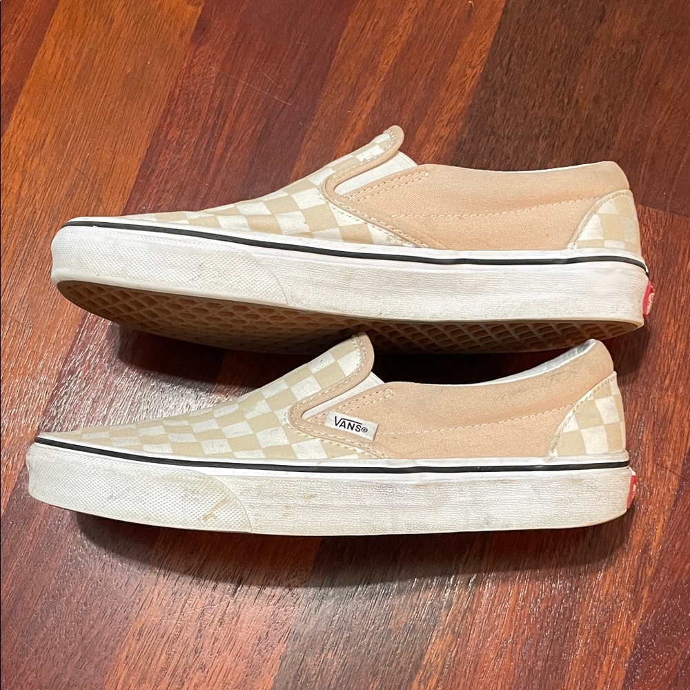 🌺2x HP🌺 Vans Tan Checkerboard Slip-Ons - Picture 5 of 6